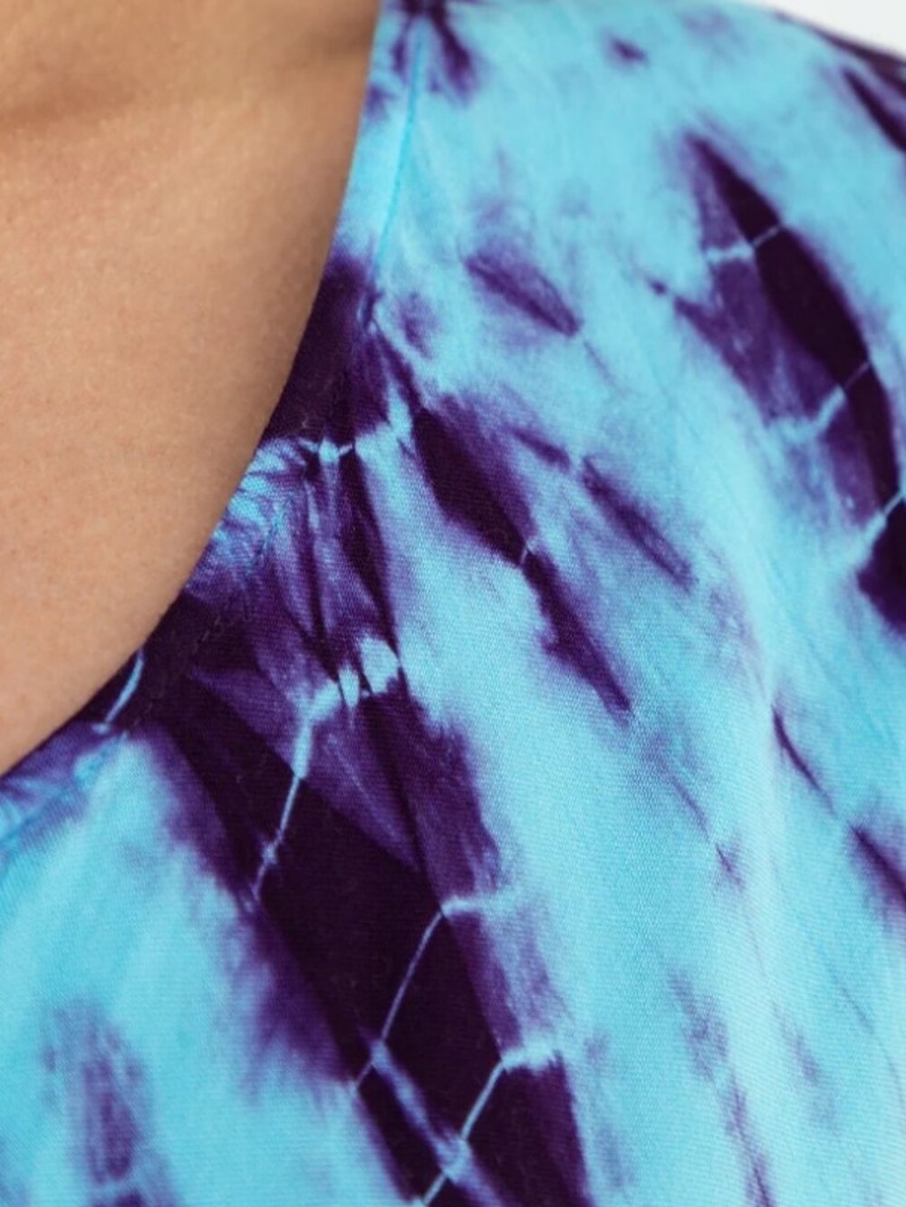 Just Cruising Sleeveless Tie-Dye V-Neck Beach Dress Aqua & Purple Rayon Breezy - Picture 8 of 14